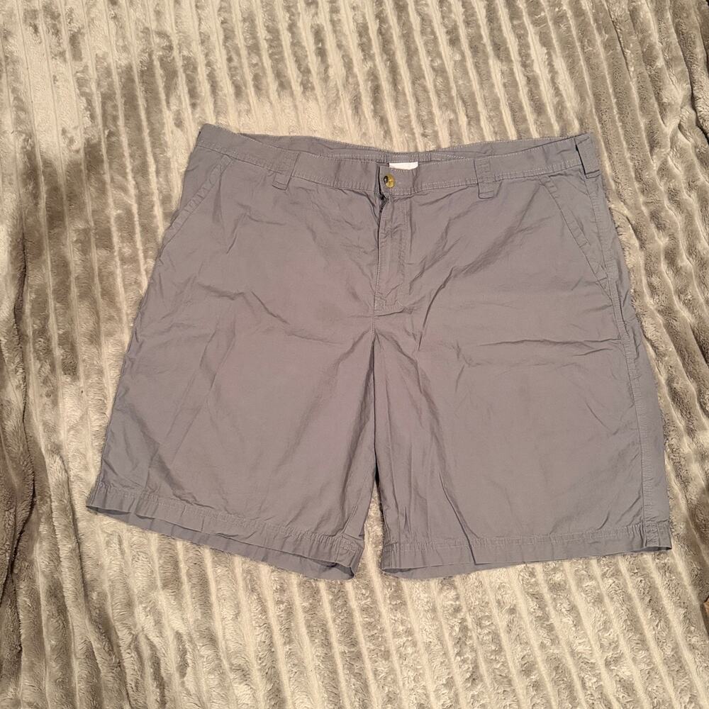 Columbia Mens 42w 10L Gray Flat Front Casual Walking Chino Shorts Cotton Blend